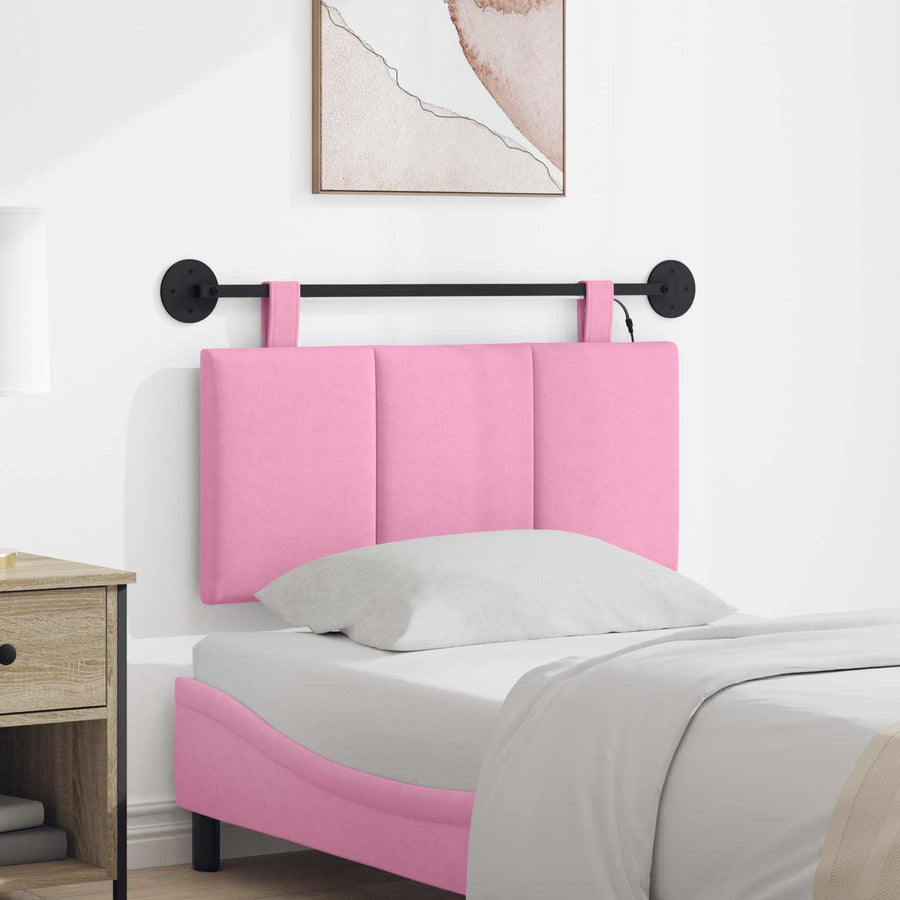 Hangend hoofdbord Met LED-verlichting Roze Stof