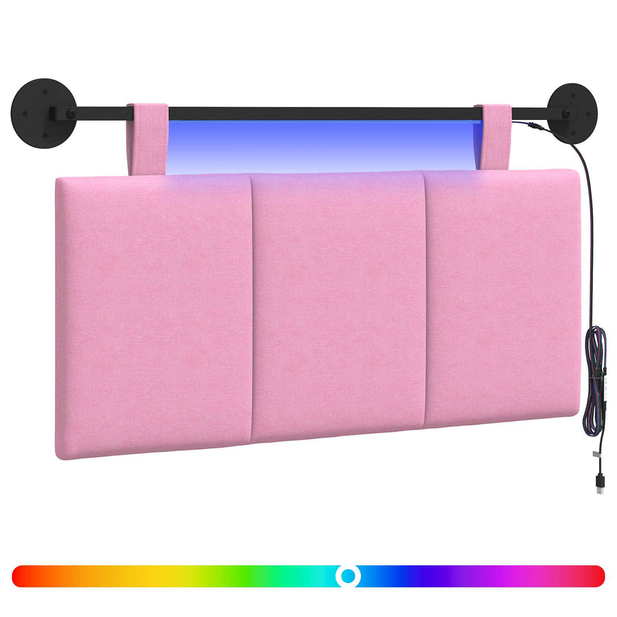Hangend hoofdbord Met LED-verlichting Roze Stof