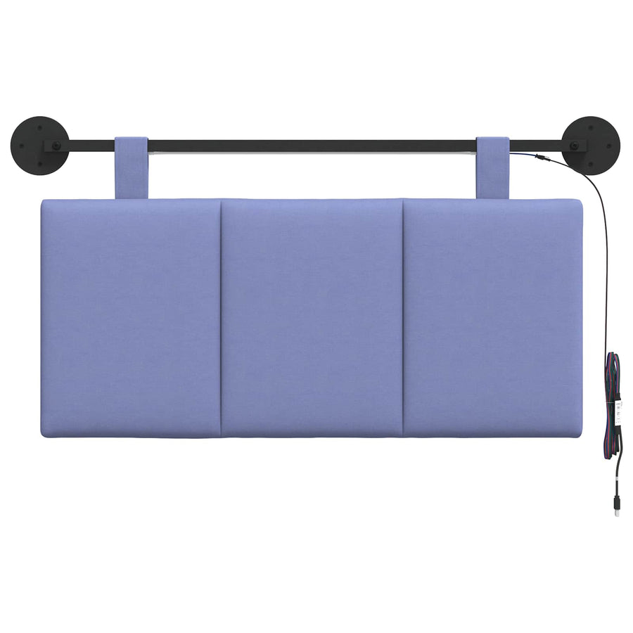 Hangend hoofdbord Met LED-verlichting Jeans Blauw Stof