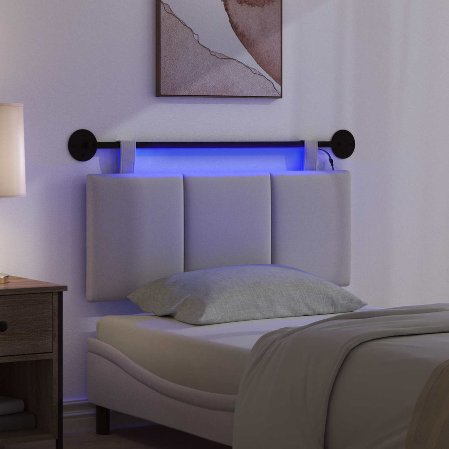 Hangend hoofdbord Met LED-verlichting Wolkengrijs Stof