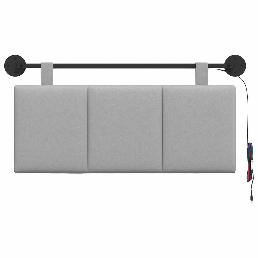 Hangend hoofdbord Met LED-verlichting Wolkengrijs Stof
