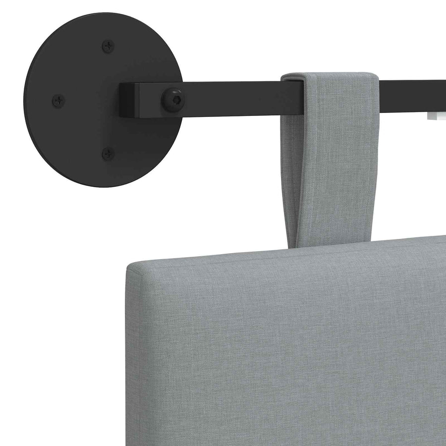 Hangend hoofdbord Met LED-verlichting Lichtgrijs Stof