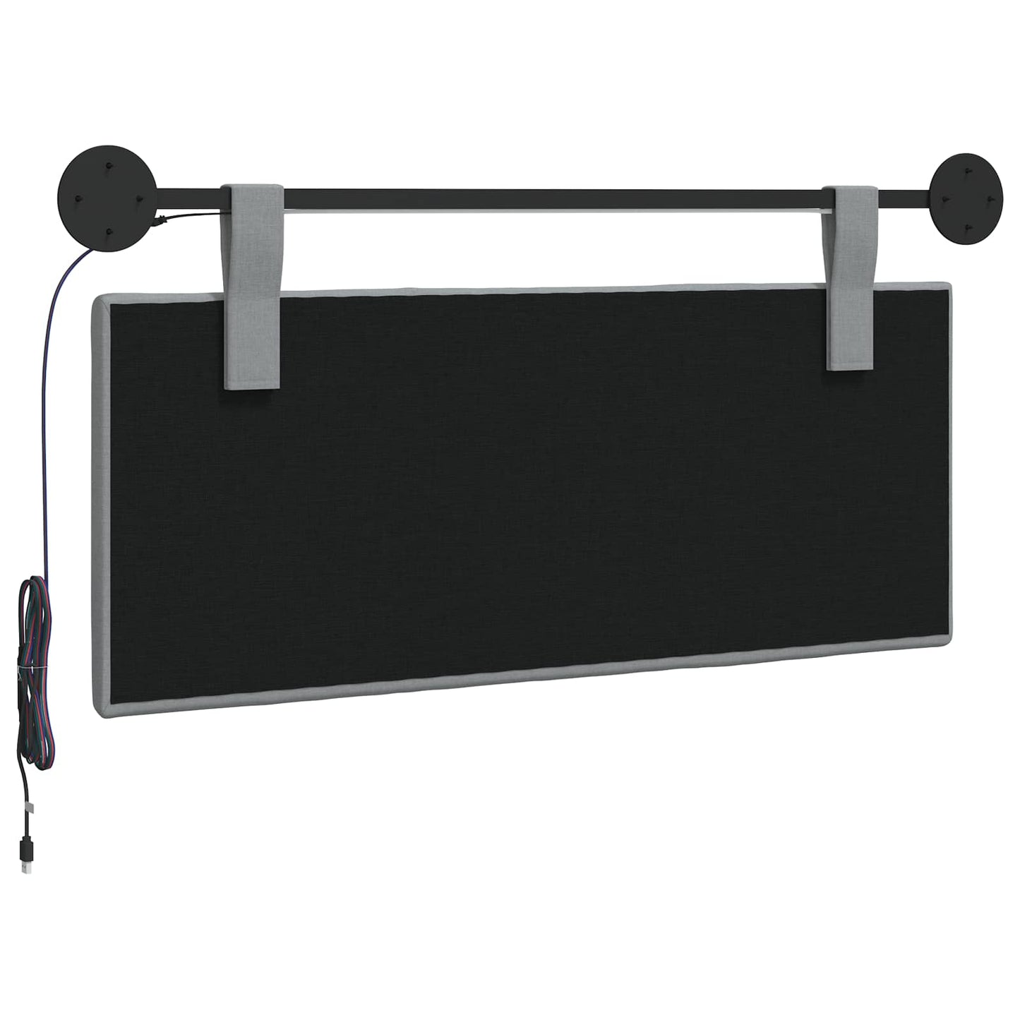 Hangend hoofdbord Met LED-verlichting Lichtgrijs Stof