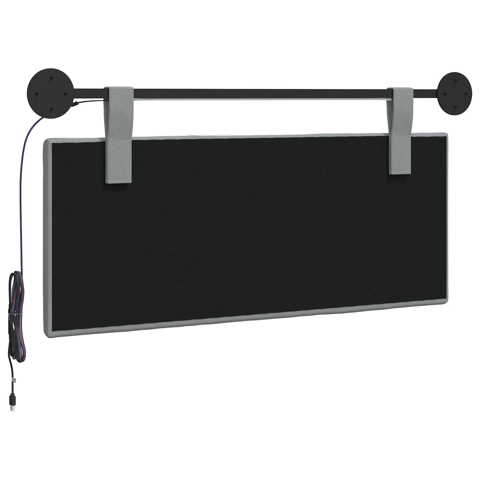 Hangend hoofdbord Met LED-verlichting Lichtgrijs Stof