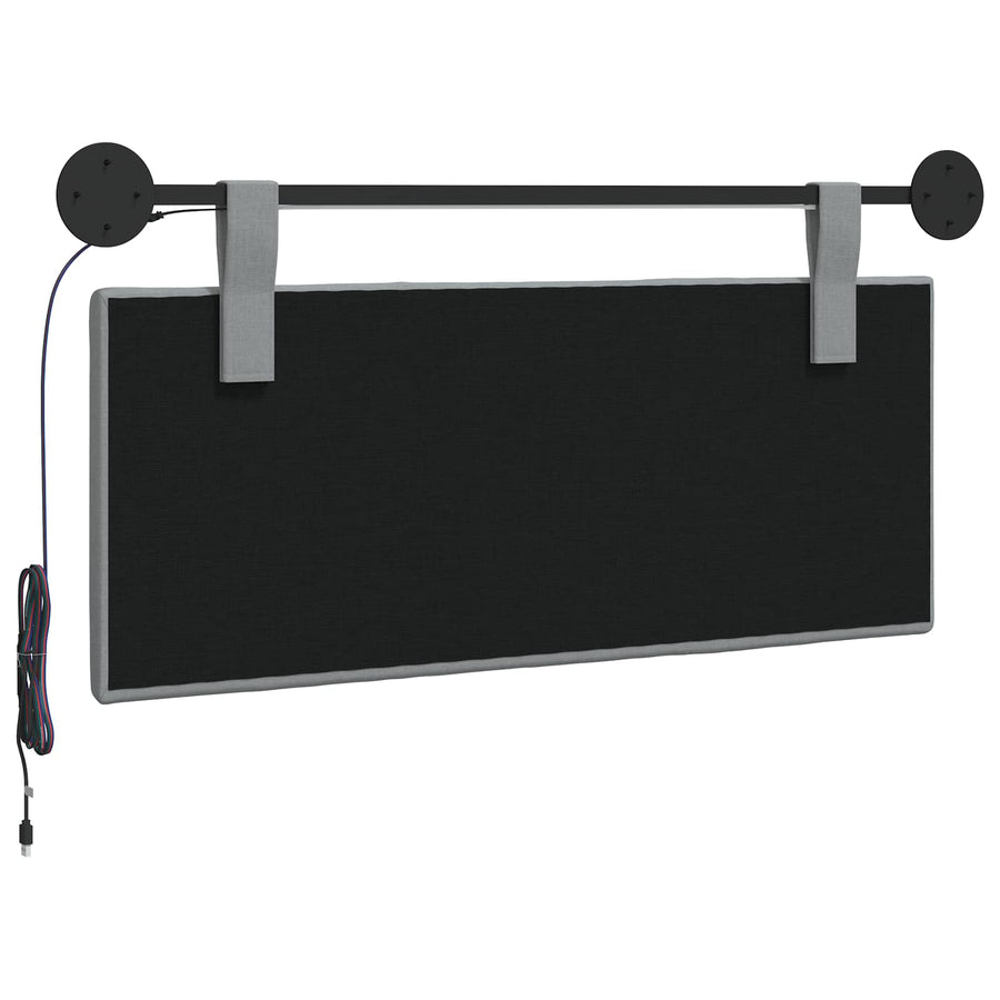 Hangend hoofdbord Met LED-verlichting Lichtgrijs Stof