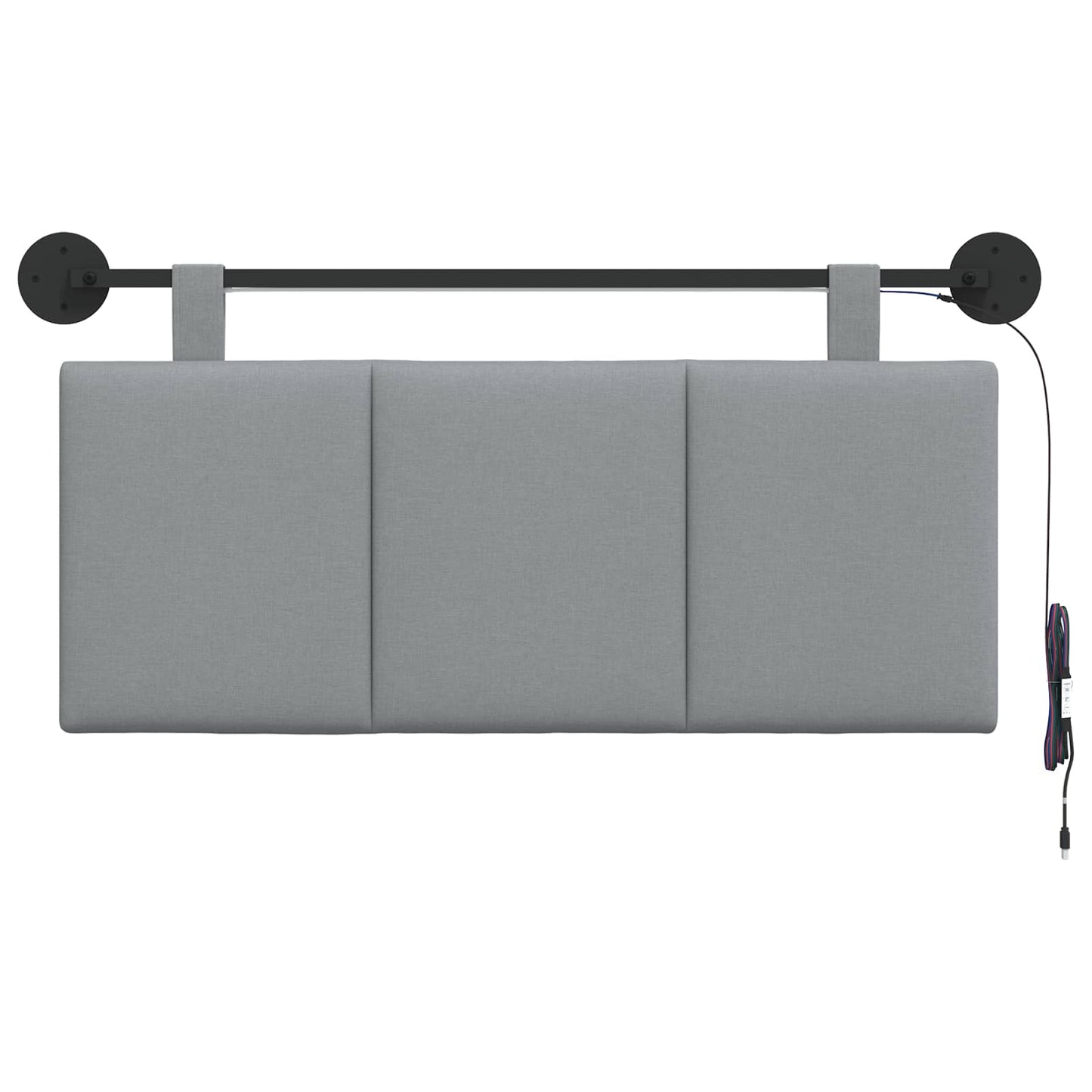 Hangend hoofdbord Met LED-verlichting Lichtgrijs Stof