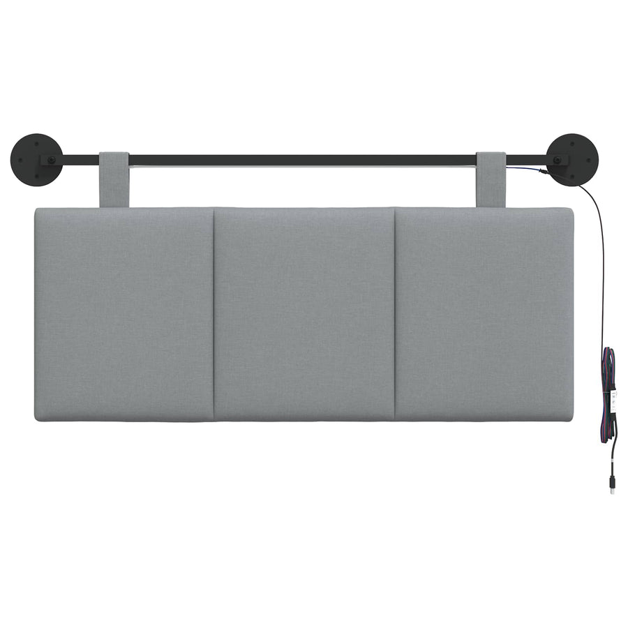Hangend hoofdbord Met LED-verlichting Lichtgrijs Stof