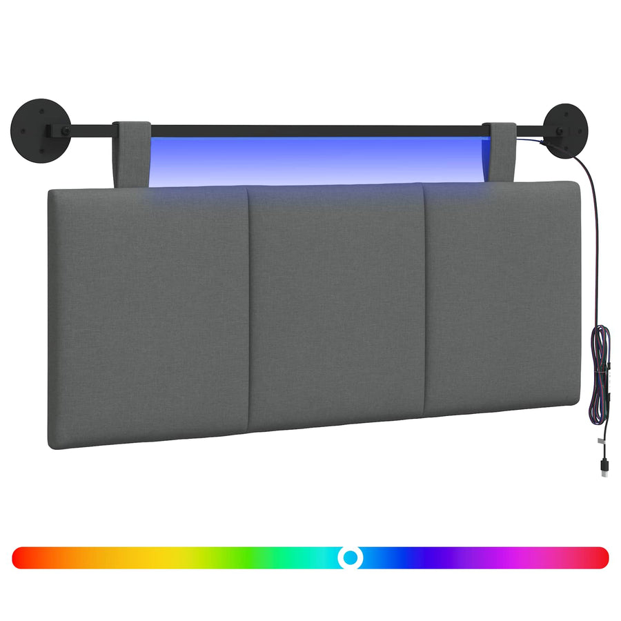Hangend hoofdbord Met LED-verlichting Donkergrijs Stof