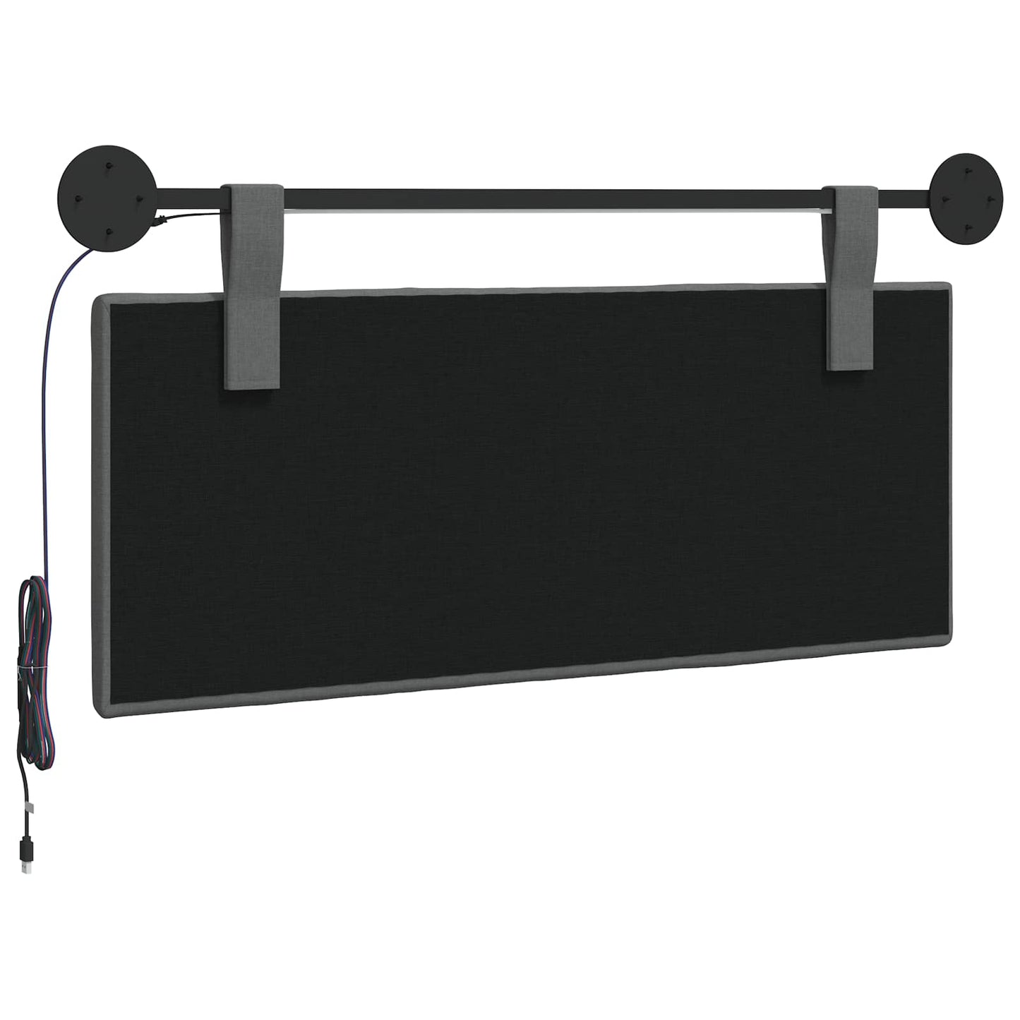 Hangend hoofdbord Met LED-verlichting Donkergrijs Stof