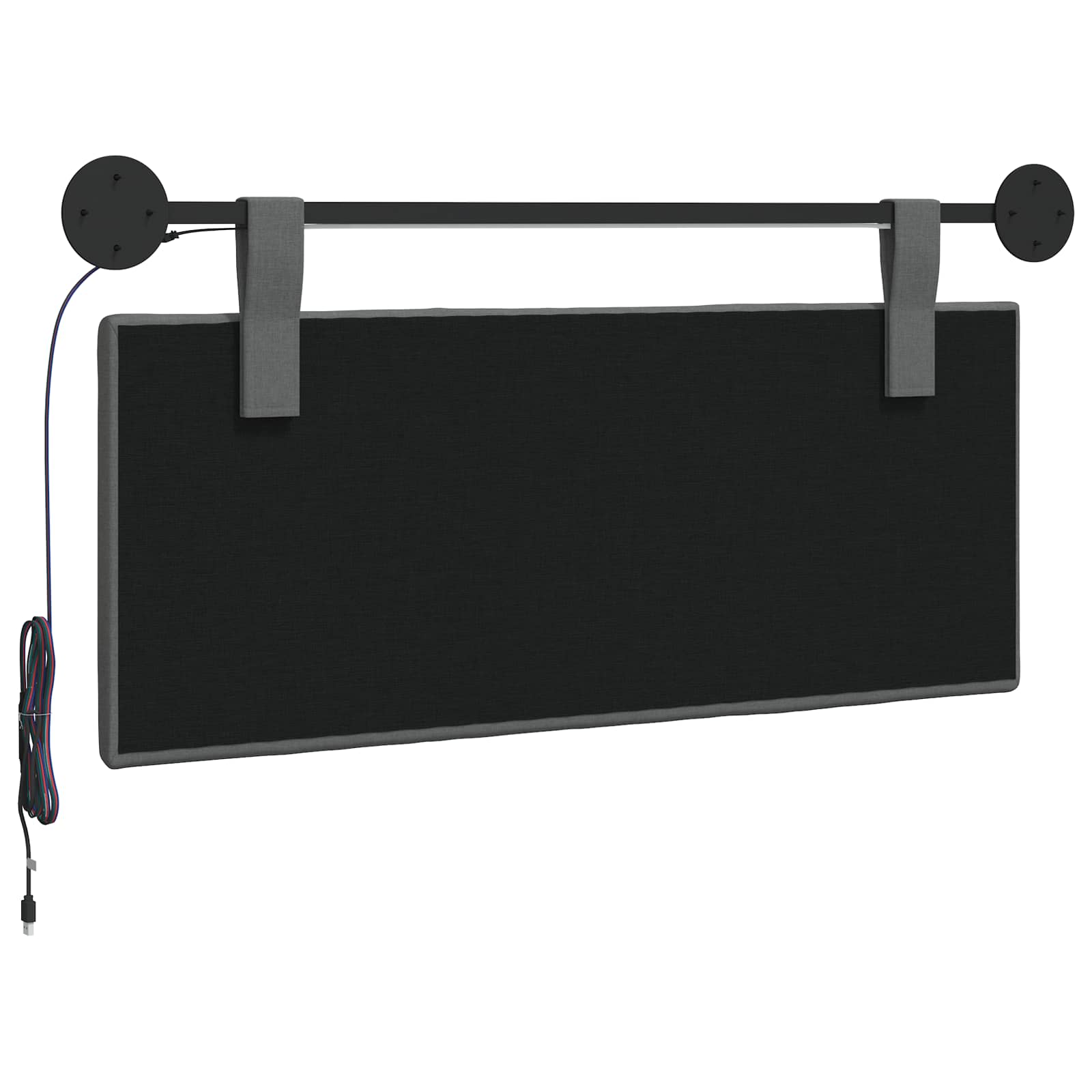 Hangend hoofdbord Met LED-verlichting Donkergrijs Stof