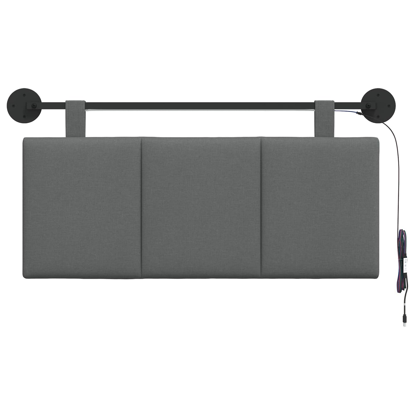 Hangend hoofdbord Met LED-verlichting Donkergrijs Stof