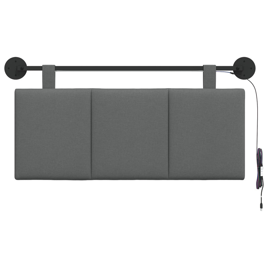 Hangend hoofdbord Met LED-verlichting Donkergrijs Stof