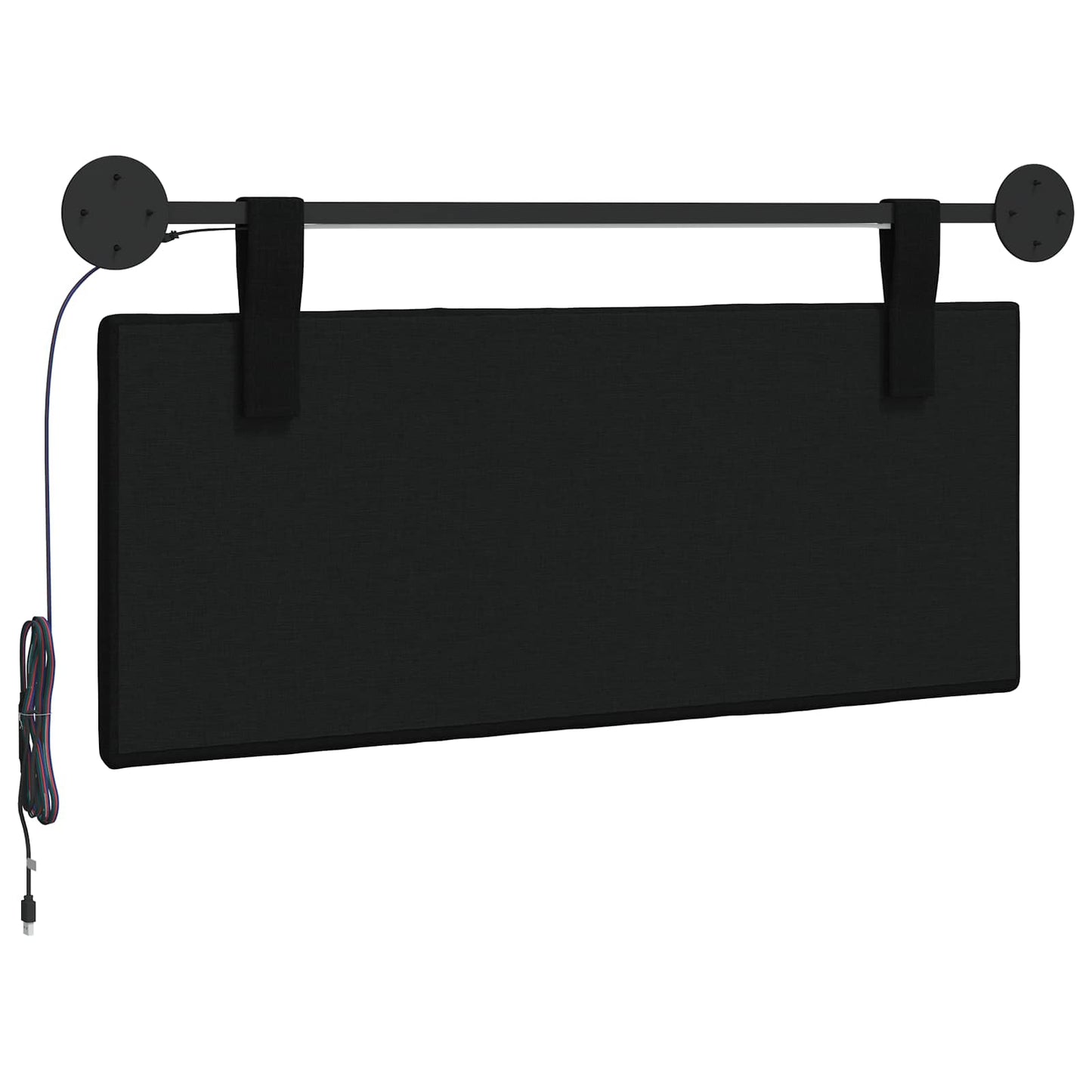 Hangend hoofdbord Met LED-verlichting Zwart Stof