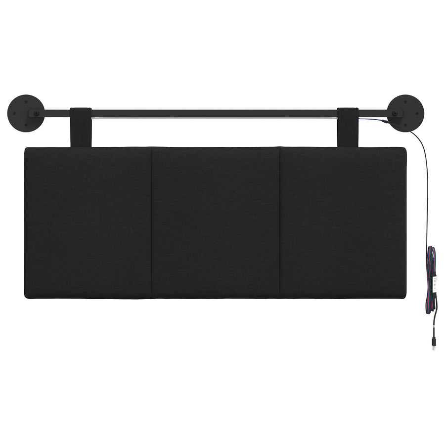 Hangend hoofdbord Met LED-verlichting Zwart Stof