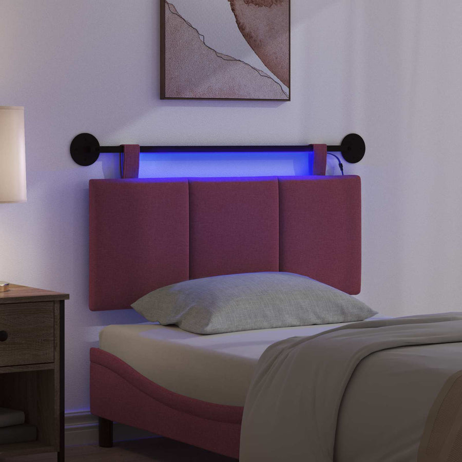 Hangend hoofdbord Met LED-verlichting Wijnrood Stof