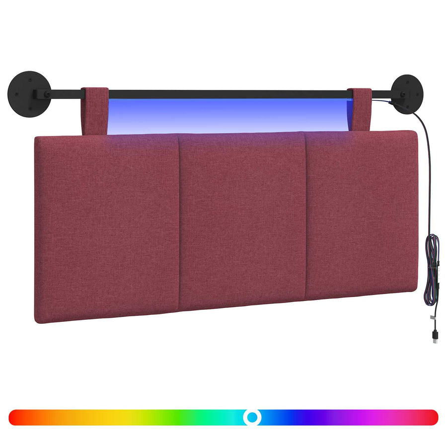 Hangend hoofdbord Met LED-verlichting Wijnrood Stof