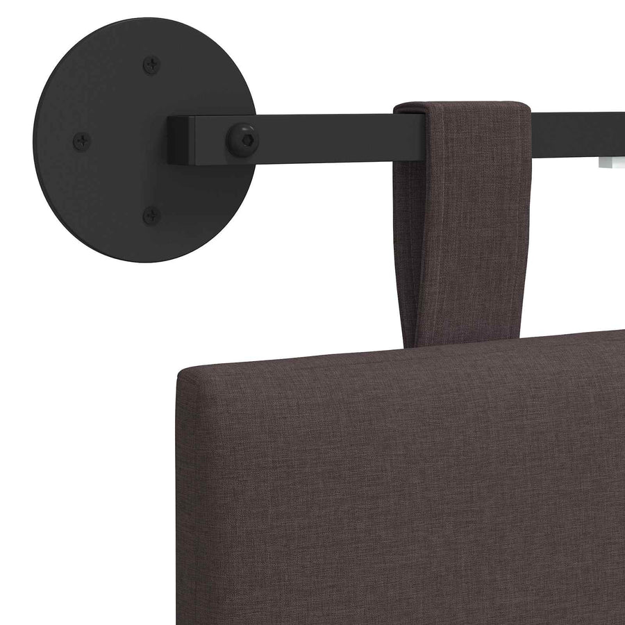 Hangend hoofdbord Met LED-verlichting Donkerbruin Stof