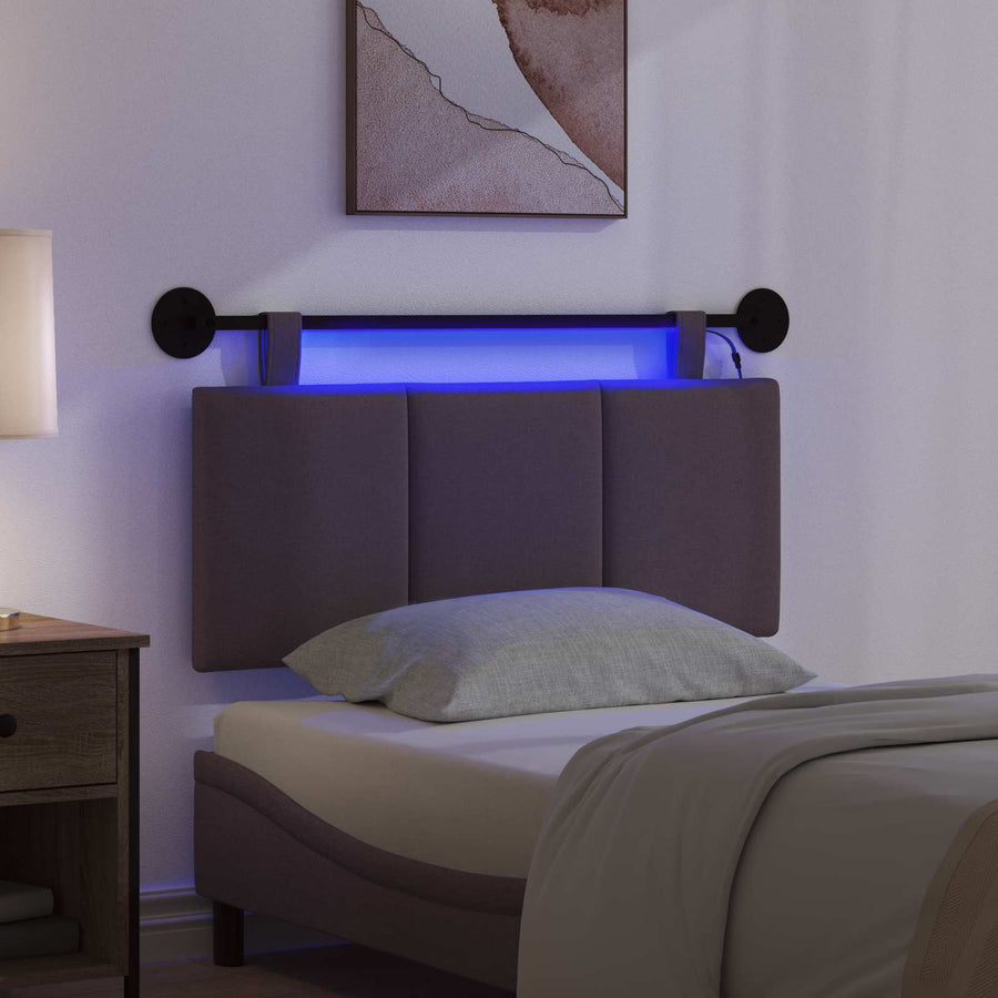 Hangend hoofdbord Met LED-verlichting Donkerbruin Stof