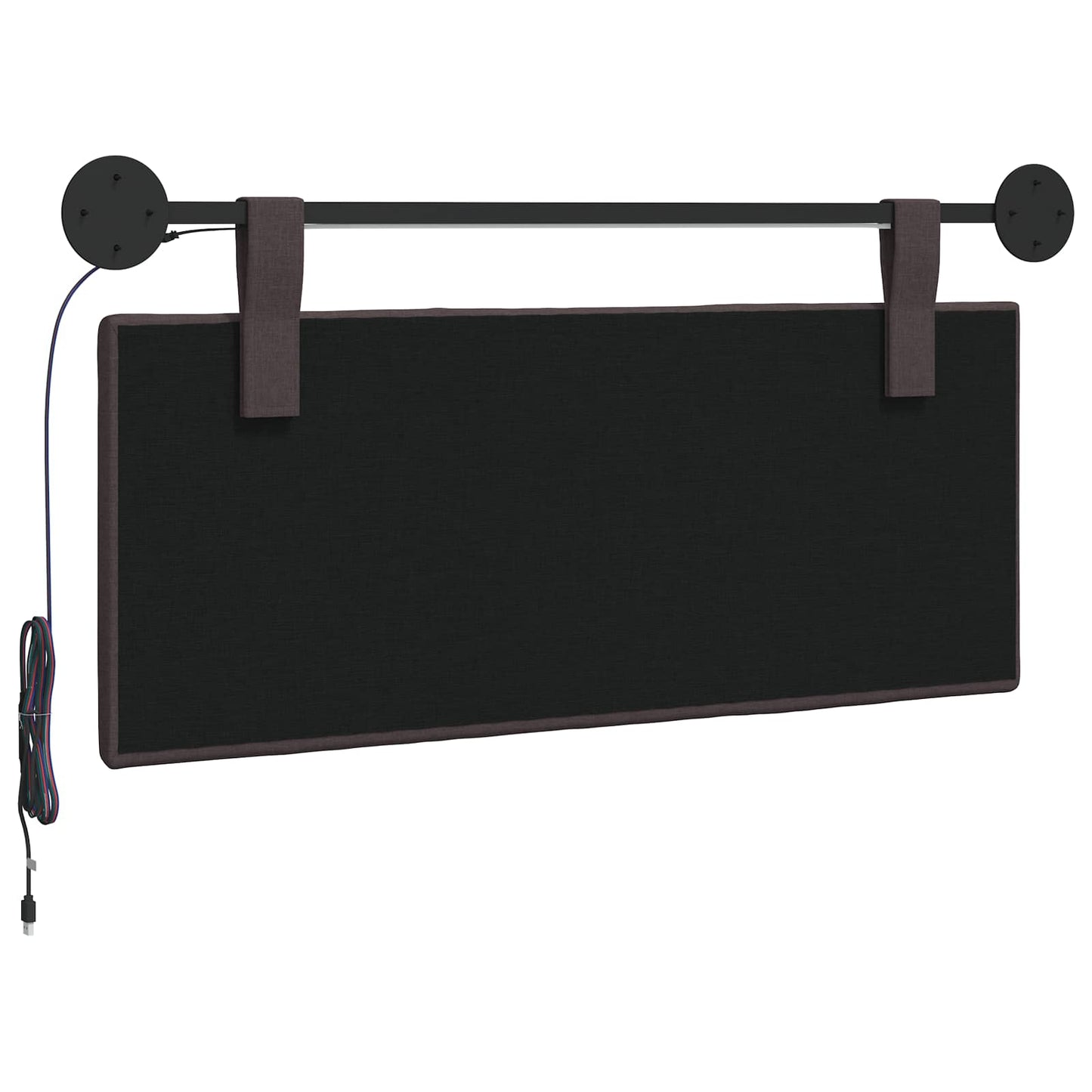 Hangend hoofdbord Met LED-verlichting Donkerbruin Stof