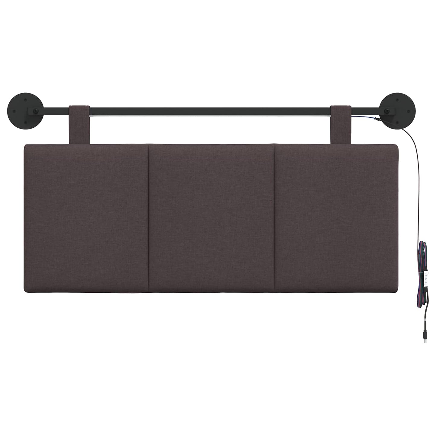 Hangend hoofdbord Met LED-verlichting Donkerbruin Stof