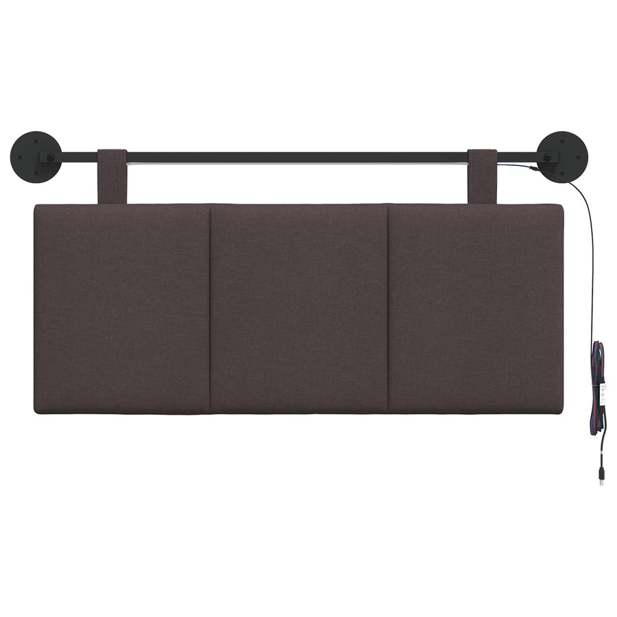 Hangend hoofdbord Met LED-verlichting Donkerbruin Stof