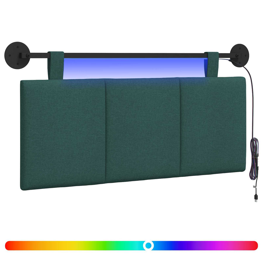 Hangend hoofdbord Met LED-verlichting Donkergroen Stof
