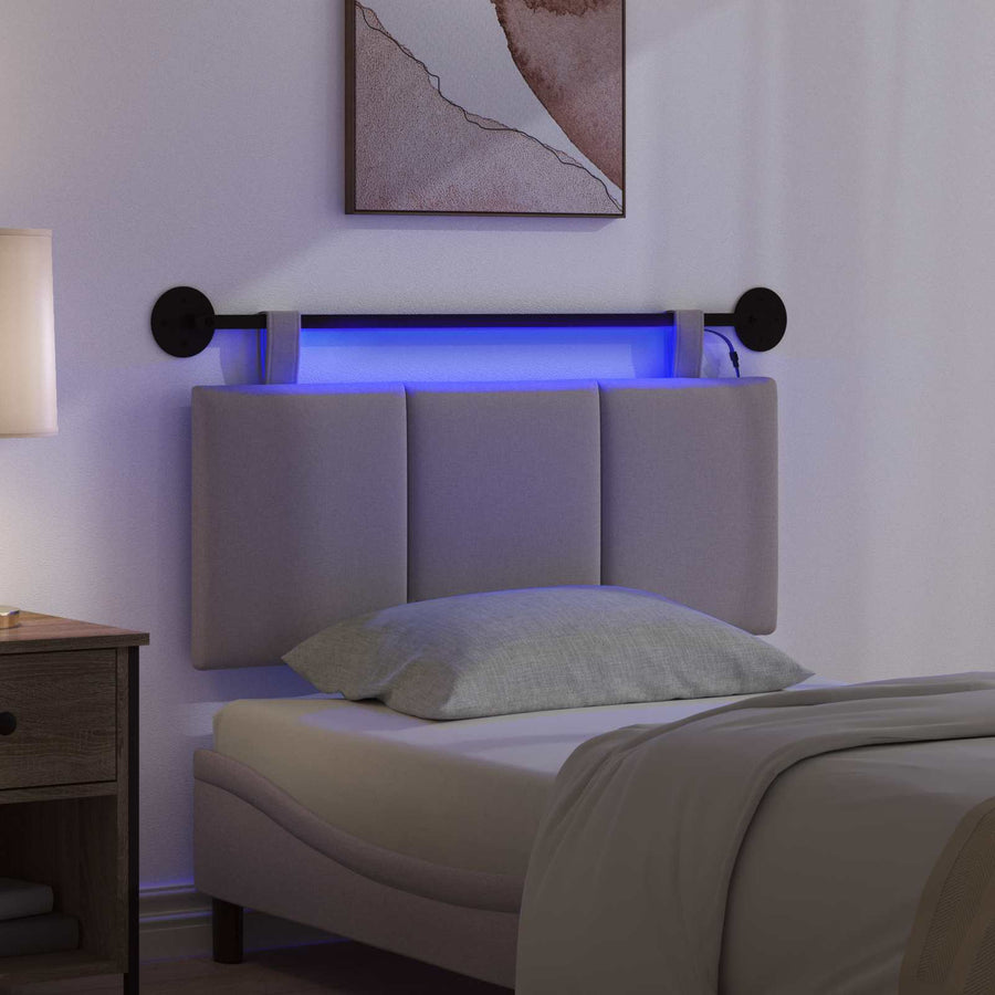 Hangend hoofdbord Met LED-verlichting Taupe Stof