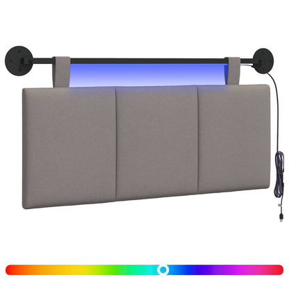 Hangend hoofdbord Met LED-verlichting Taupe Stof