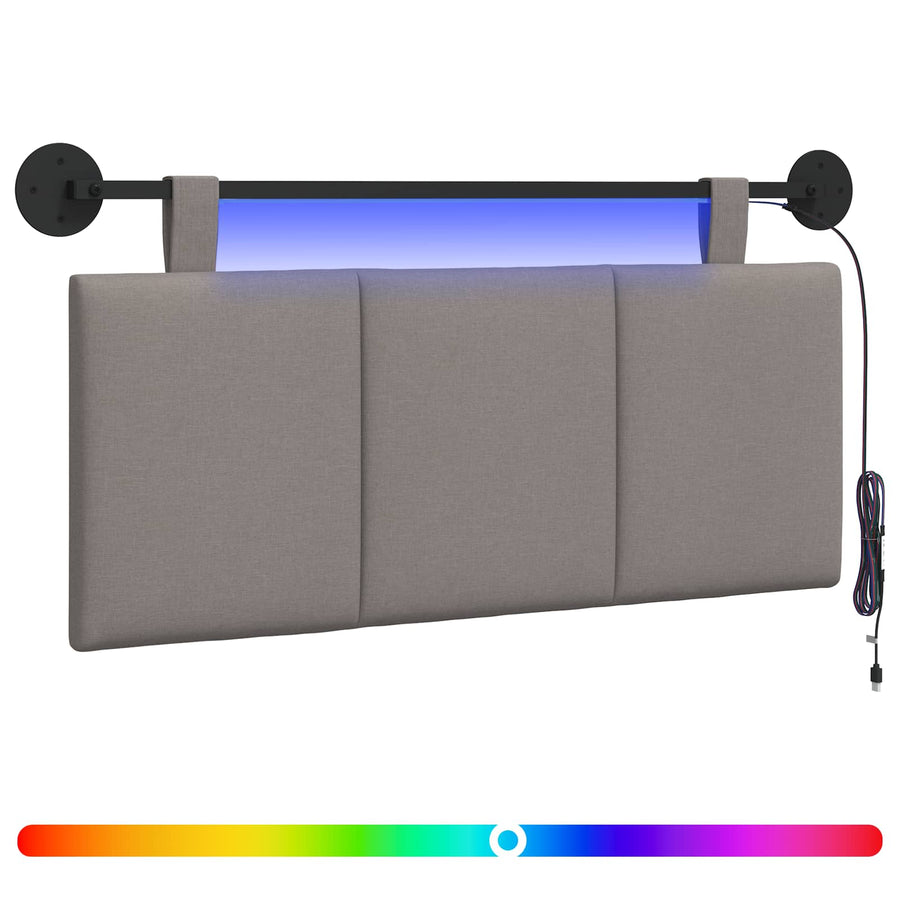 Hangend hoofdbord Met LED-verlichting Taupe Stof