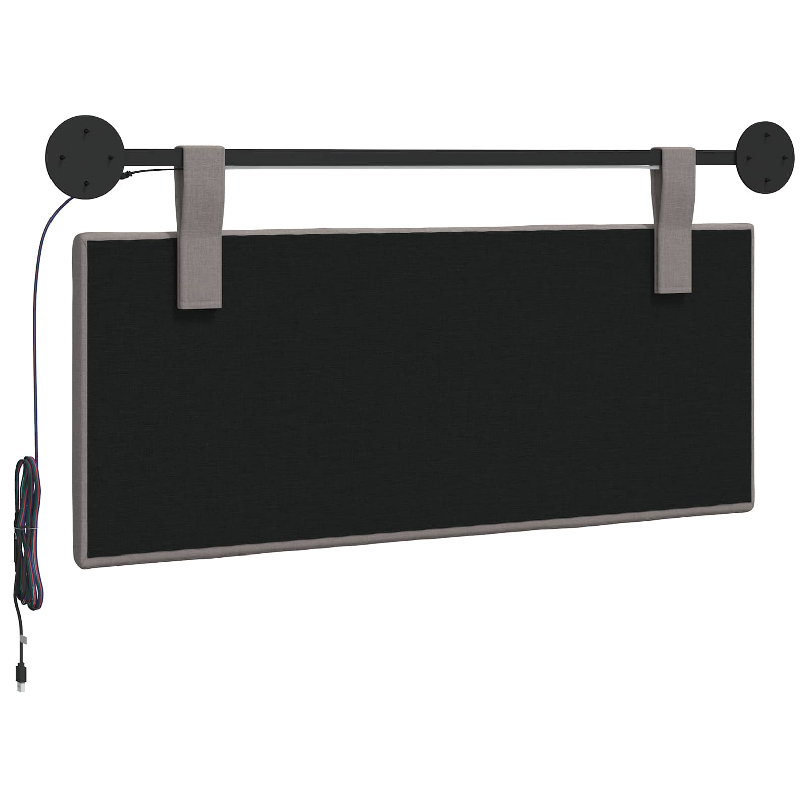 Hangend hoofdbord Met LED-verlichting Taupe Stof