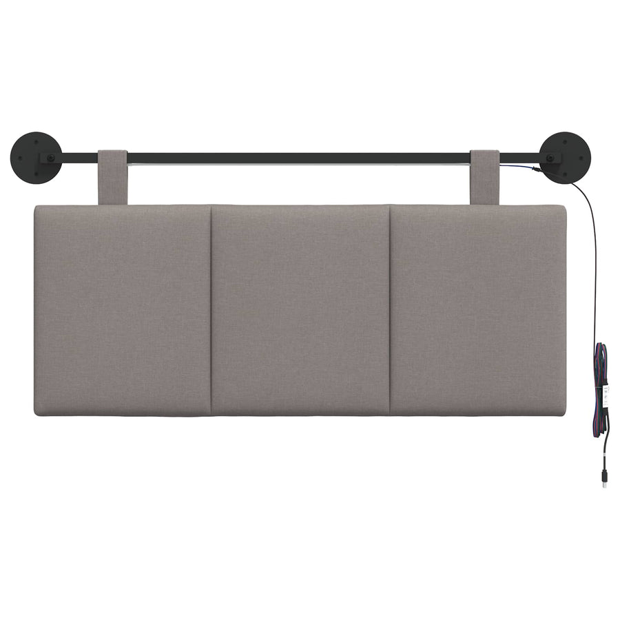 Hangend hoofdbord Met LED-verlichting Taupe Stof