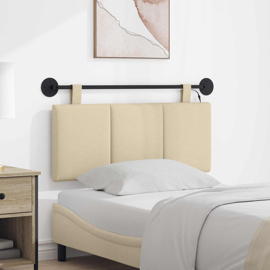 Hangend hoofdbord Met LED-verlichting Crèmekleurig Stof