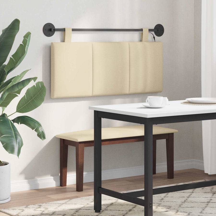 Hangend hoofdbord Met LED-verlichting Crèmekleurig Stof