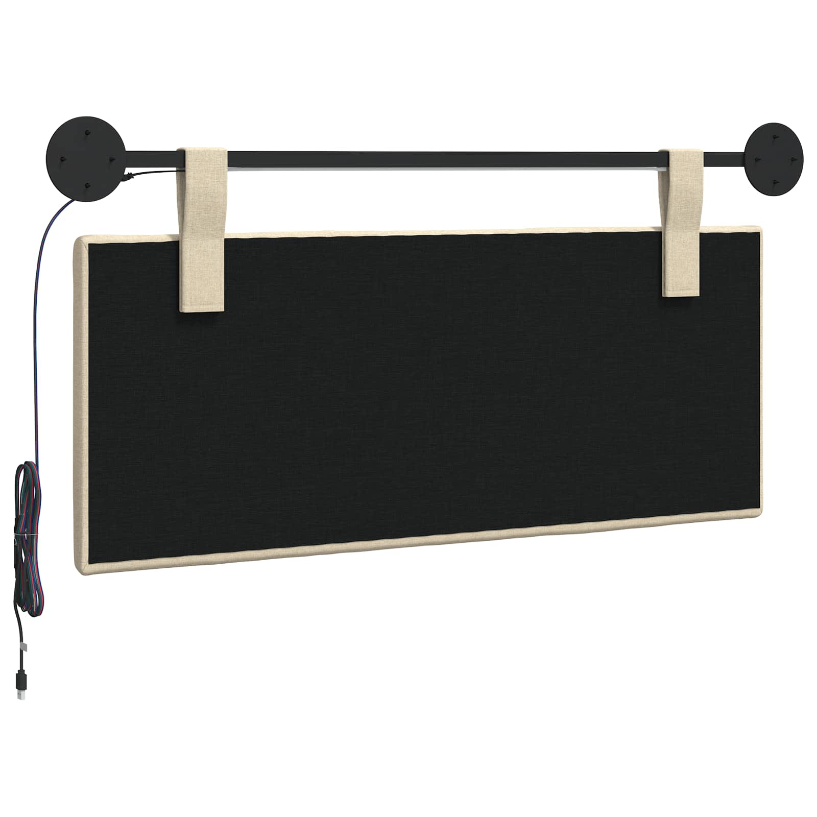 Hangend hoofdbord Met LED-verlichting Crèmekleurig Stof