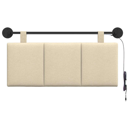 Hangend hoofdbord Met LED-verlichting Crèmekleurig Stof