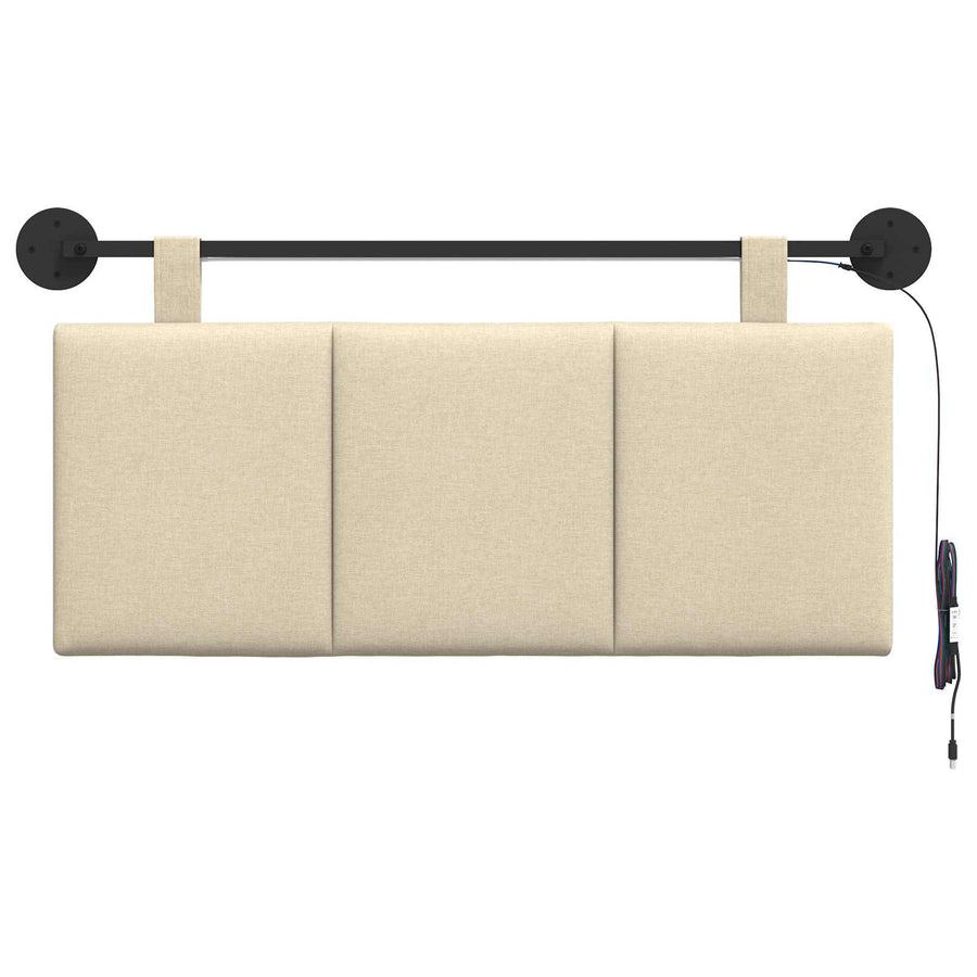Hangend hoofdbord Met LED-verlichting Crèmekleurig Stof