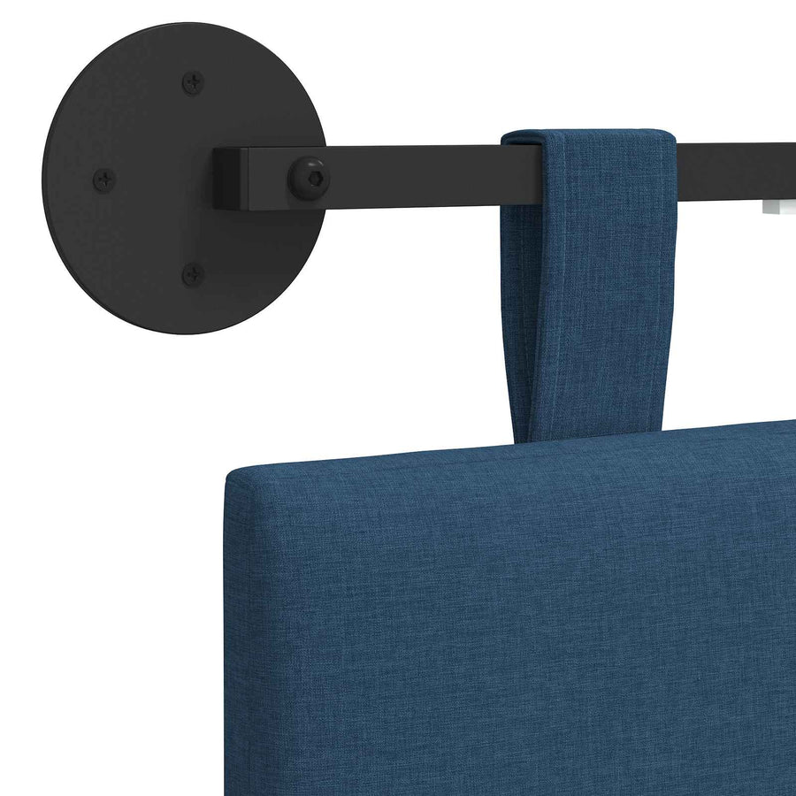 Hangend hoofdbord Met LED-verlichting Blauw Stof