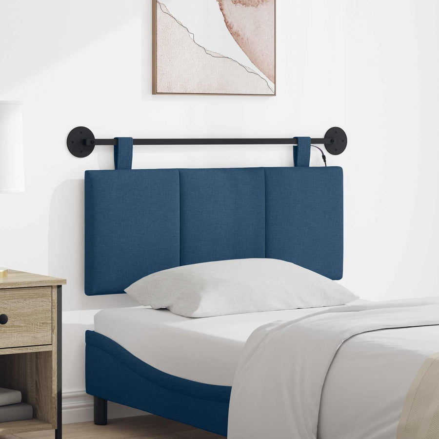 Hangend hoofdbord Met LED-verlichting Blauw Stof