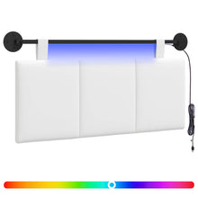 Hangend hoofdbord Met LED-verlichting Wit Stof