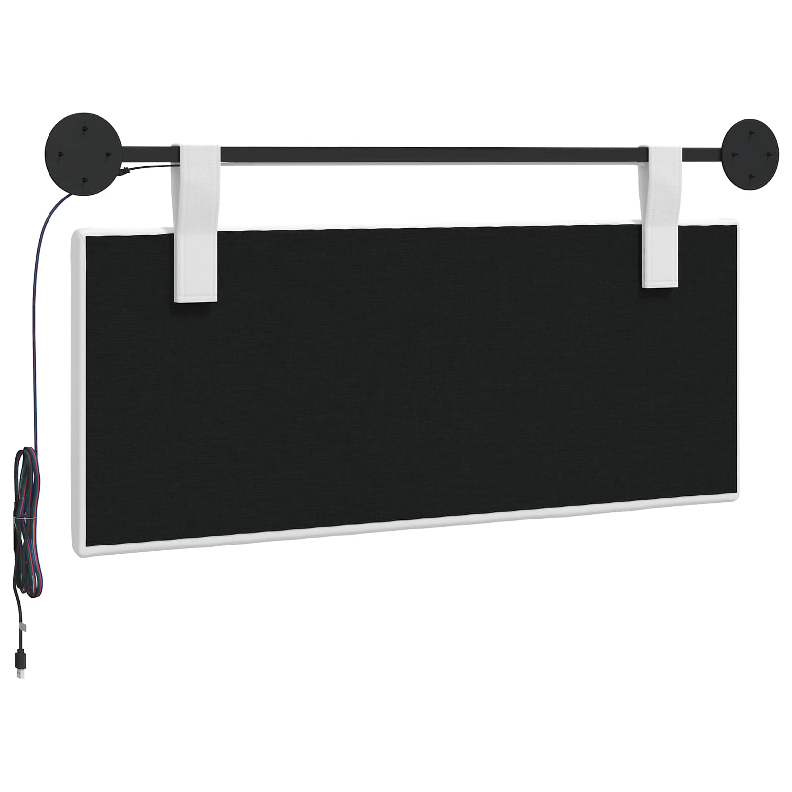 Hangend hoofdbord Met LED-verlichting Wit Stof
