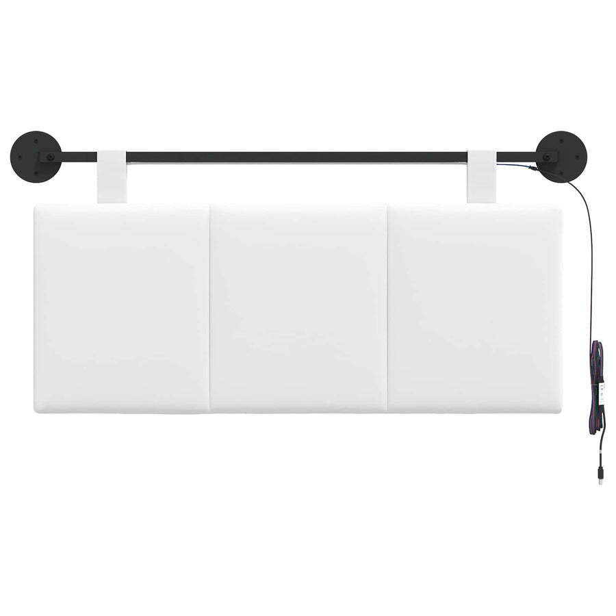 Hangend hoofdbord Met LED-verlichting Wit Stof