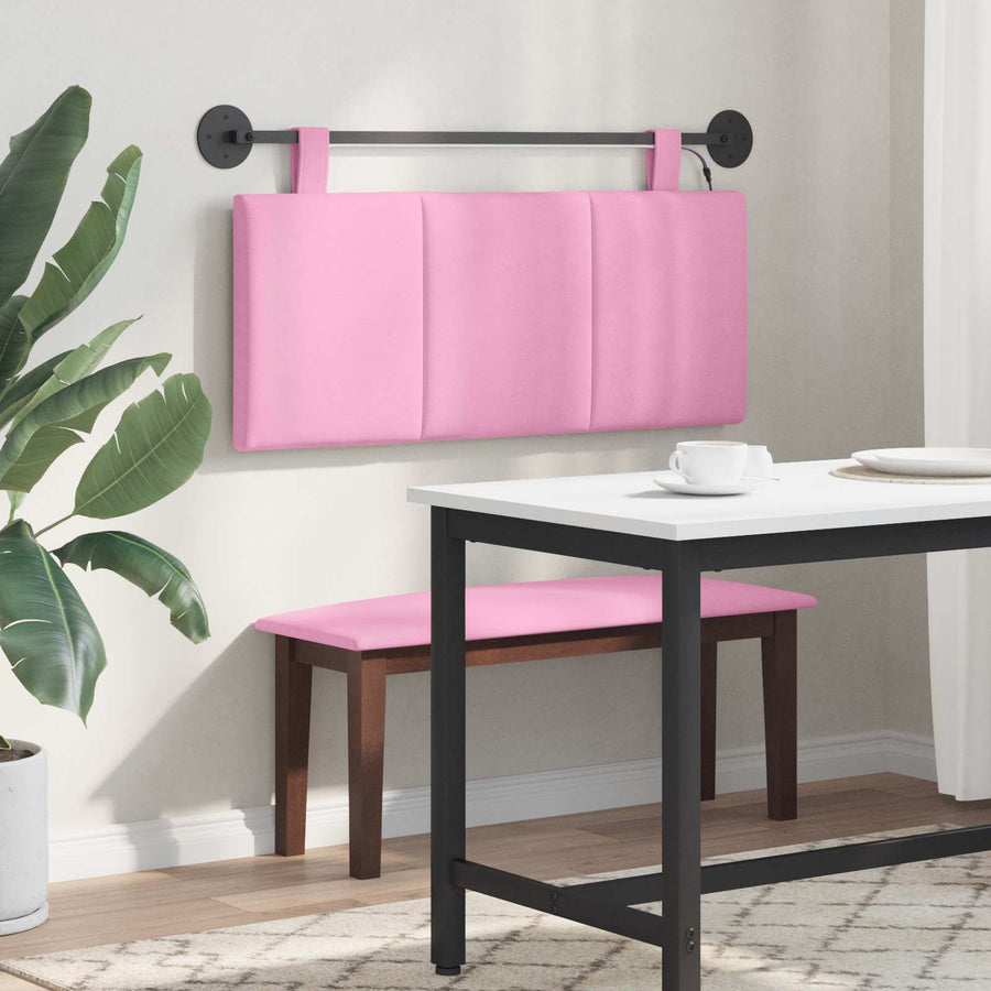 Hangend hoofdbord Met LED-verlichting Roze Stof