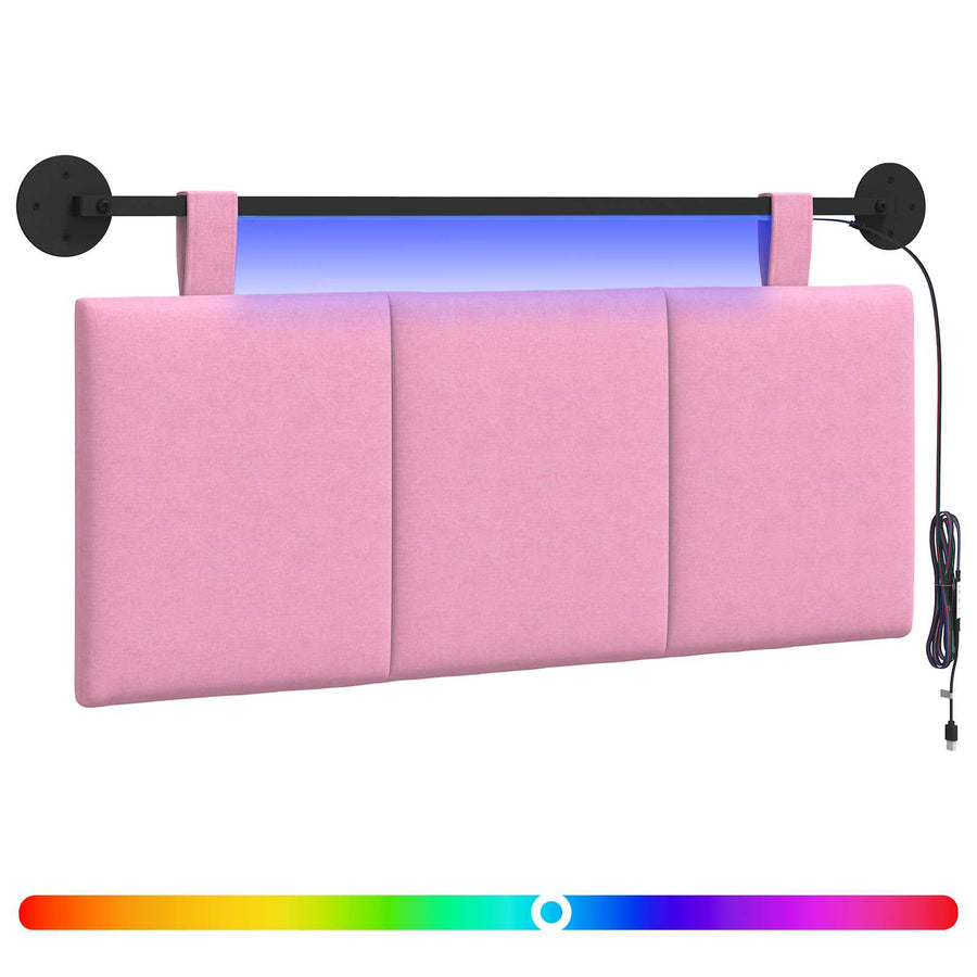 Hangend hoofdbord Met LED-verlichting Roze Stof