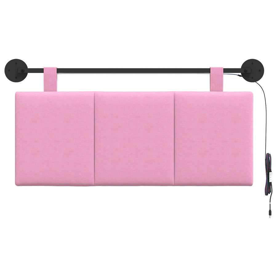 Hangend hoofdbord Met LED-verlichting Roze Stof