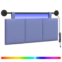 Hangend hoofdbord Met LED-verlichting Jeans Blauw Stof