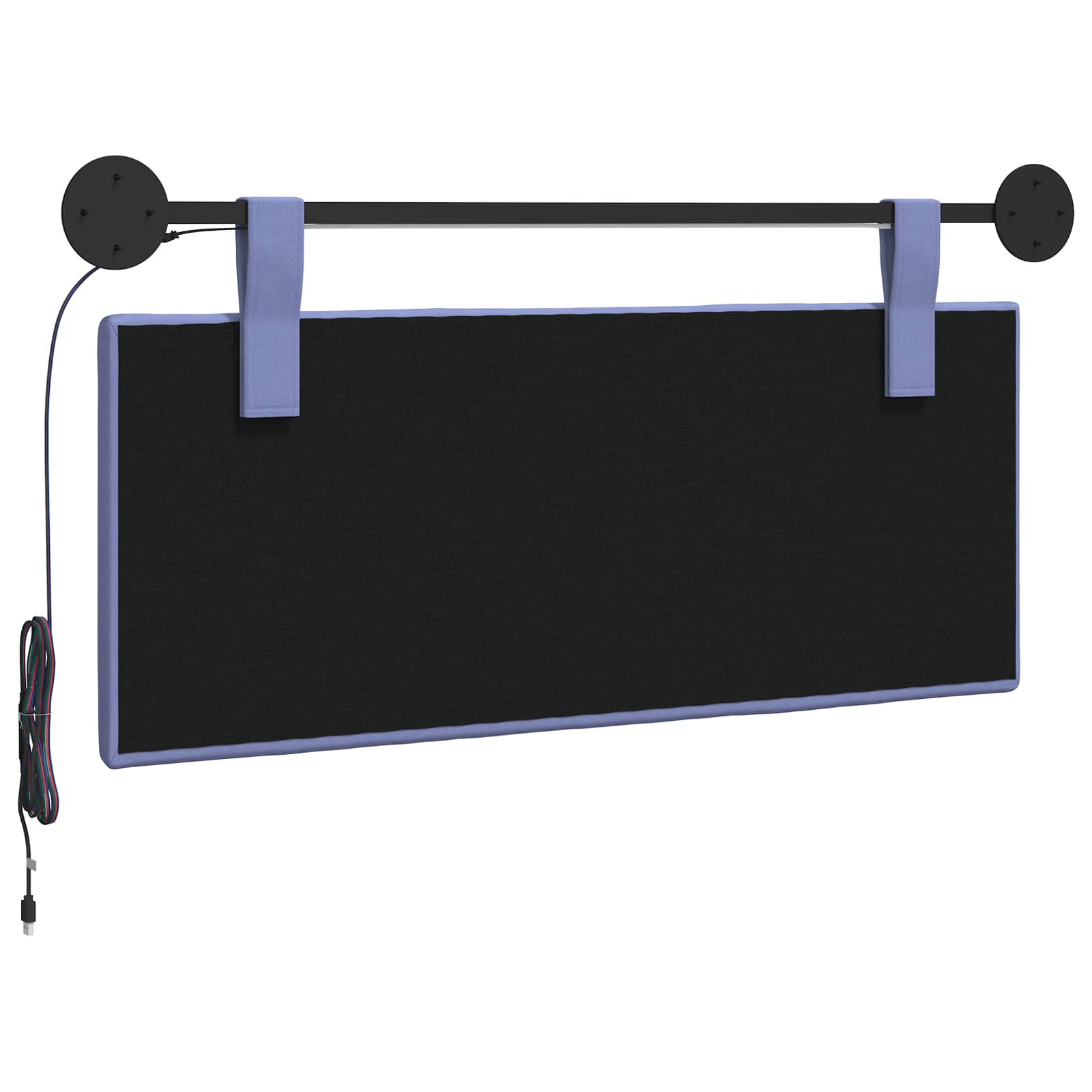 Hangend hoofdbord Met LED-verlichting Jeans Blauw Stof