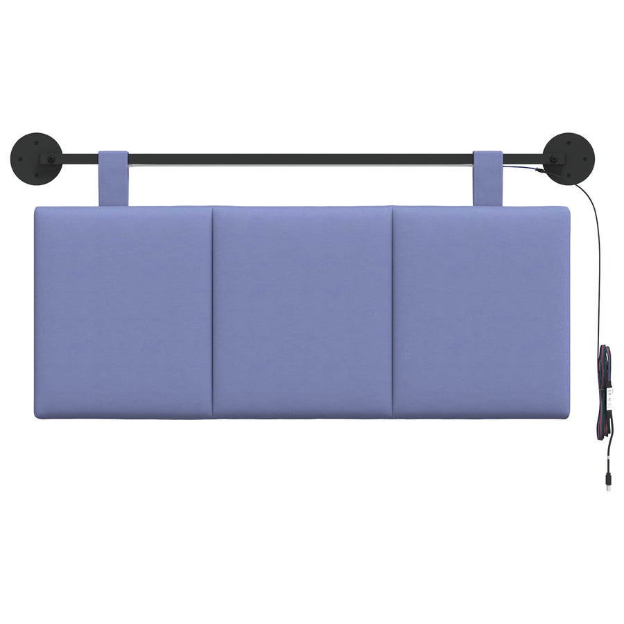 Hangend hoofdbord Met LED-verlichting Jeans Blauw Stof