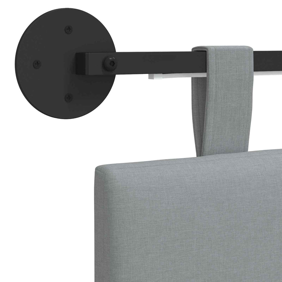 Hangend hoofdbord Met LED-verlichting Lichtgrijs Stof