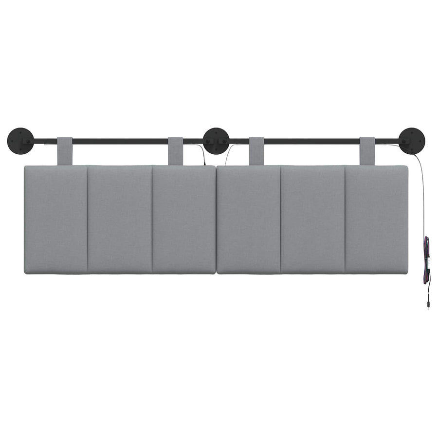Hangend hoofdbord Met LED-verlichting Lichtgrijs Stof