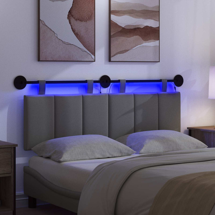Hangend hoofdbord Met LED-verlichting Donkergrijs Stof